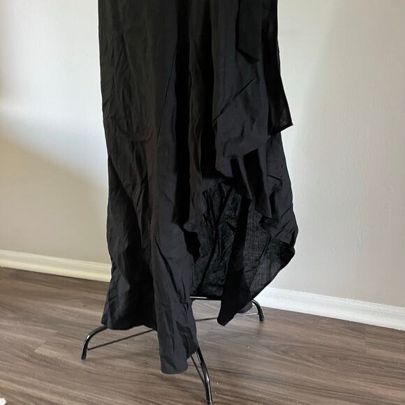 NWT WHBM Black Linen Ruffled Wrap Maxi Skirt Sz 4 Thigh Slit Resortwear Cruise - Picture 5 of 7